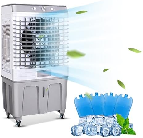 GENERIC Ventilateur De Refroidissement à évaporation, Humidificateur Portable 3 En 1 Avec Réservoir D'eau De 60/80 L, 3 Vitesses Et Brume Oscillante, Idéal Pour Le Bureau à Domicile, Roulettes Lisses Pour Une