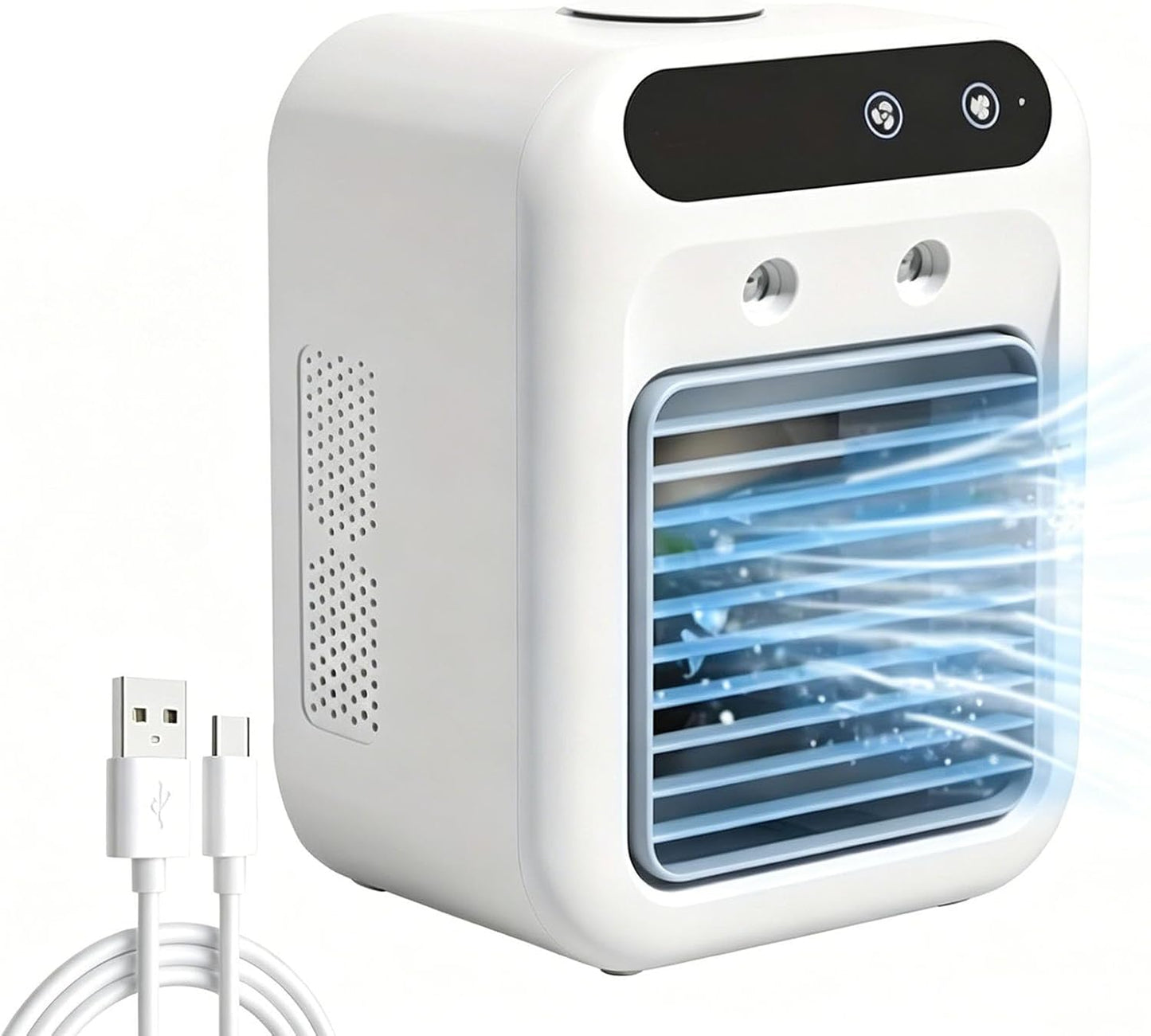 Mini-refroidisseur D'air Personnel Rechargeable Avec Fonction D'humidification Par Brumisation, Ventilateur Rafraîchisseur D'air Par évaporation Portable, Unité De Climatisation Compacte (2pcs)