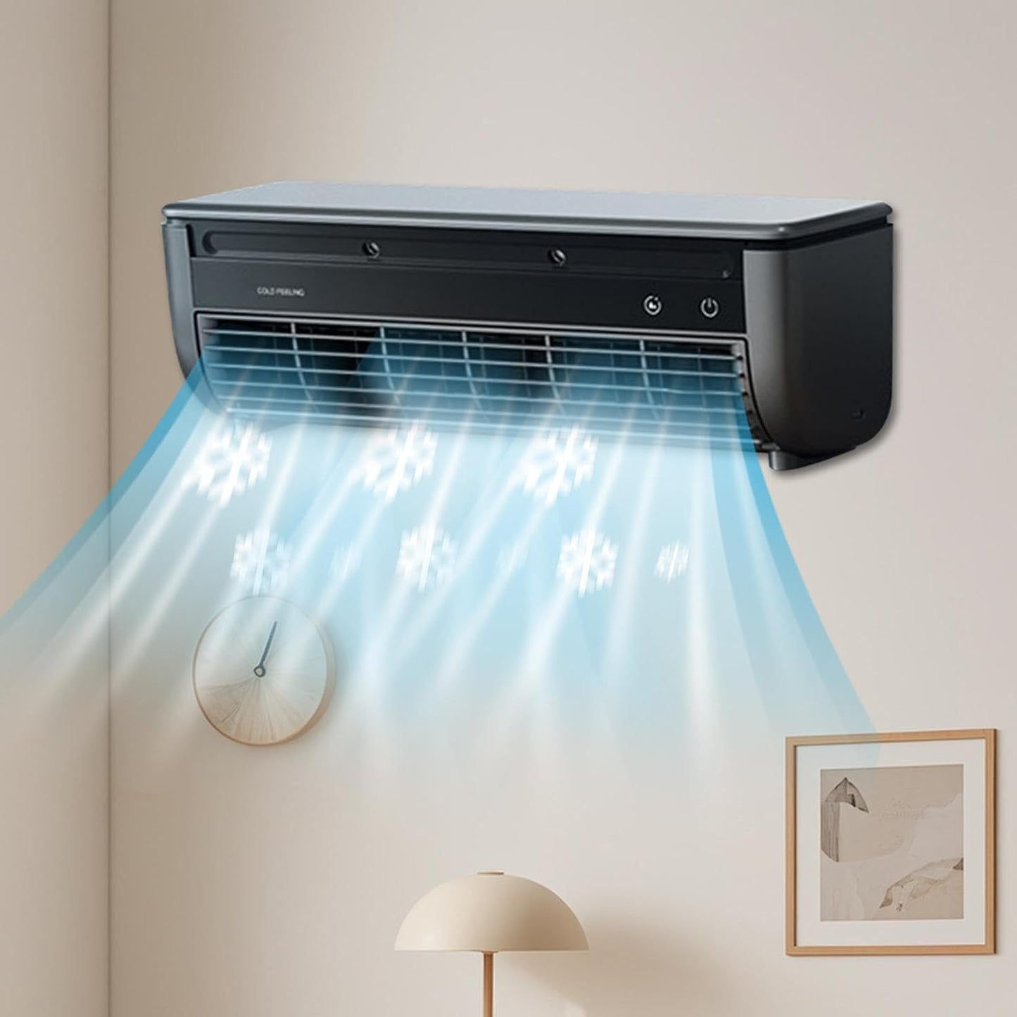 Wall Mounted Air Conditioner Fan,USB Rechargeable Wall Mounted Fan Air Cooler With 3 Speeds, Portable,No Drilling,Rapid Cooling,for Bedroom, Home, Kitchen