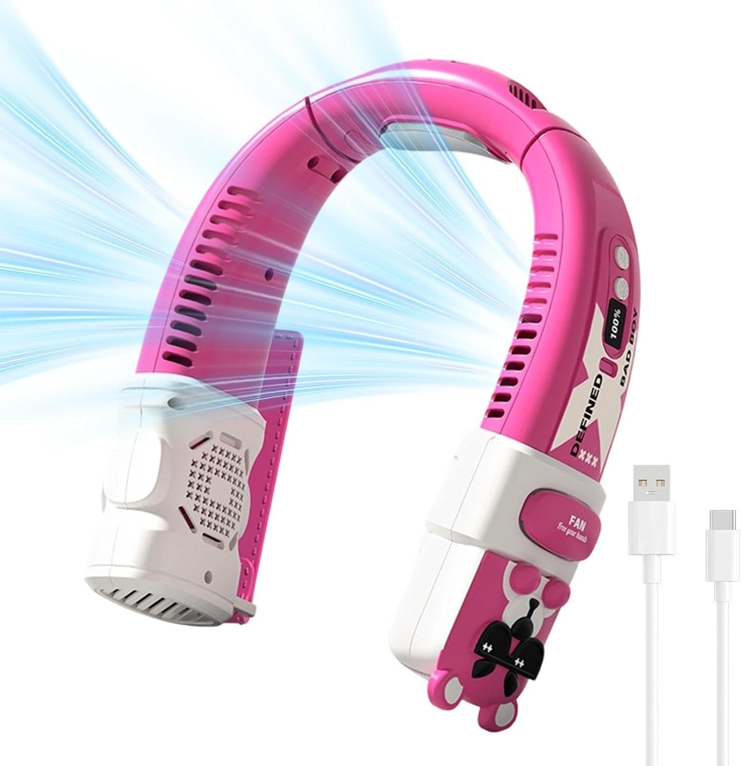 Climatiseur De Cou,Rechargeable Réglable 5 Vitesses | Ventilateur De Cou Léger,pour Hommes Femmes Jeunes Adolescents Road Trip Plage Camping Navettes Escalade Voyage Bureau