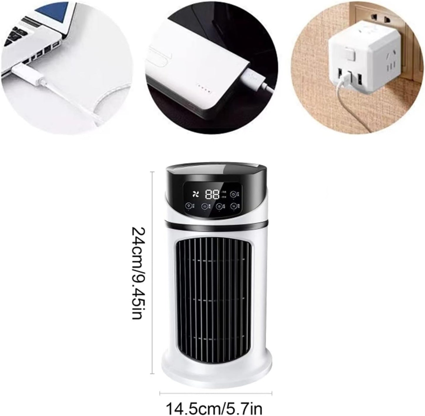 DieffematicKTY Climatiseur Mobile Portable Air Conditioner Fan Mini Evaporative Small Air Cooler Adjustable Desktop Misting Fan With Timing Function (Color : White)