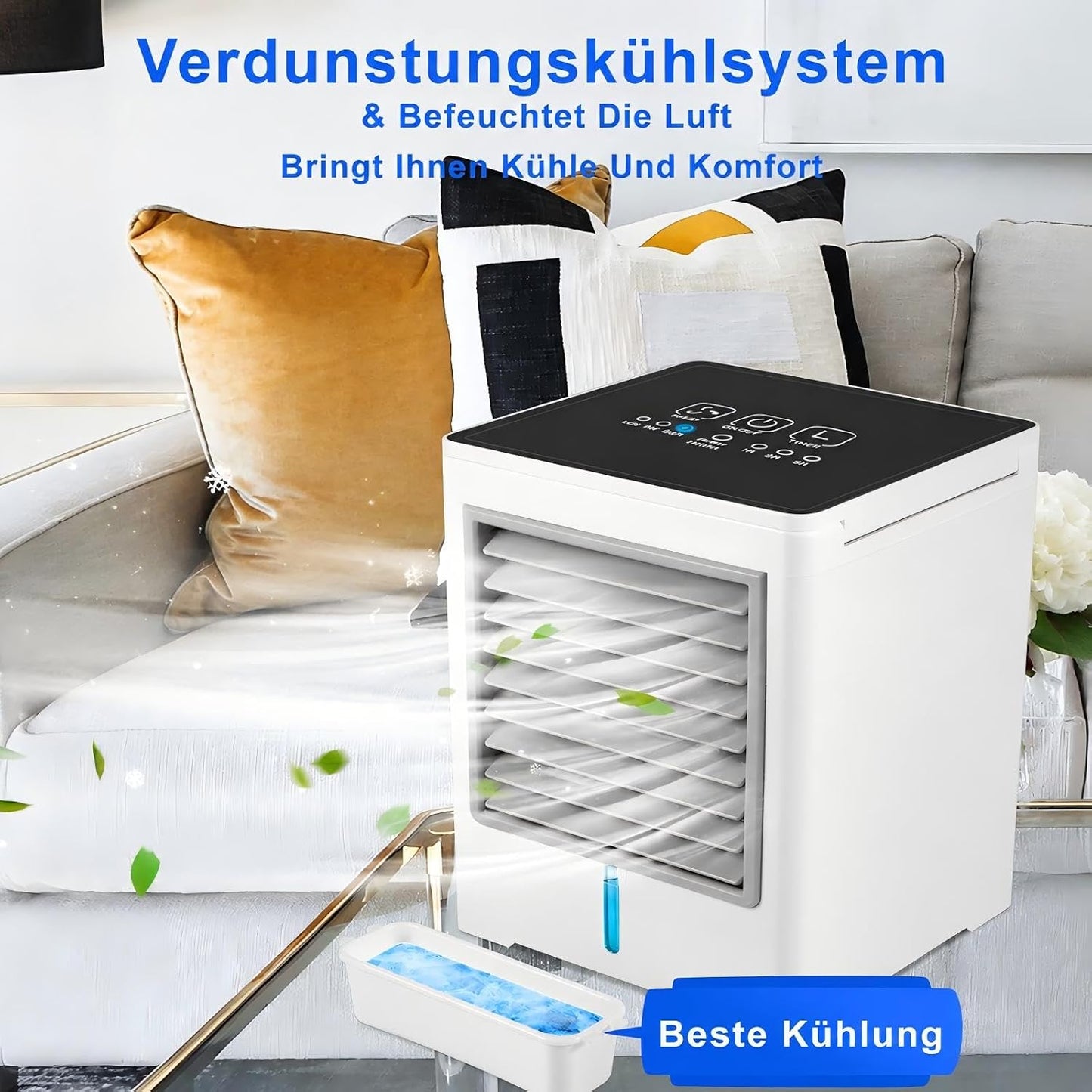 Climatiseur Mobile Portable, Refroidisseur D’Air À Eau Silencieux, Grand Réservoir D’Eau, 3 Vitesses, Ventilateur USB-C Pour Chambre, Bureau, Camping Et Voiture