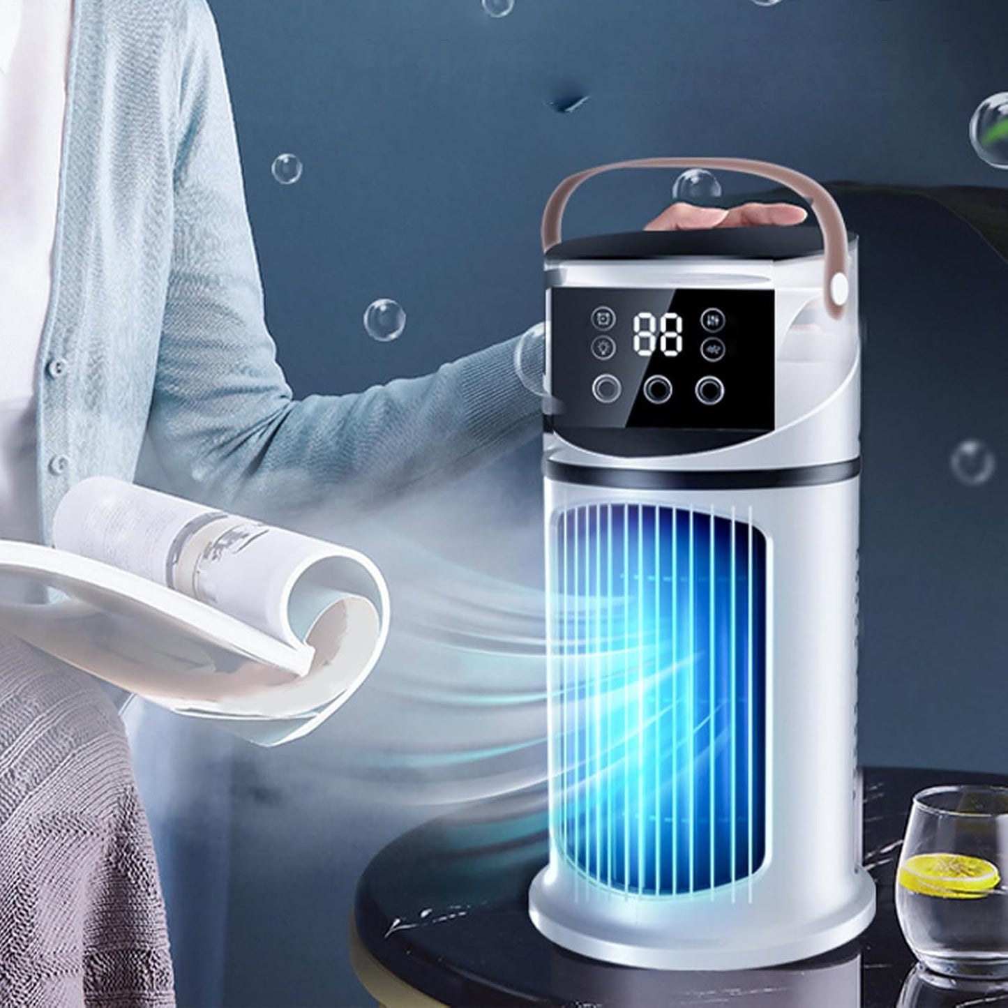 Climatiseur De Bureau | Climatiseur Portable Pour Pièce | Appareil De Brumisation Purifiante 9 Vitesses Réglable Avec Éclairage Pour Dortoir, Salon Et Chambre à Coucher