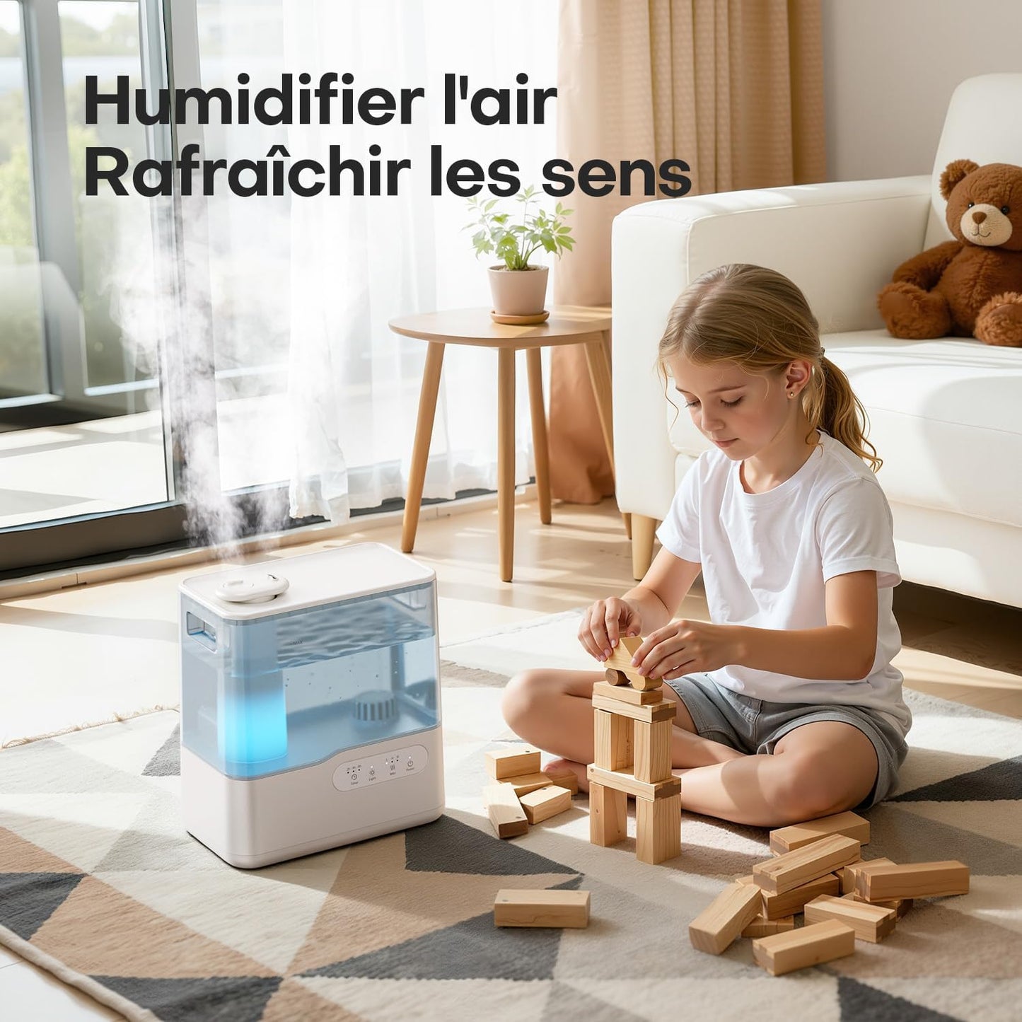 AROEVE Humidificateur D'Air Chambre 5L, Ultrasonique Top-Fill Brume Froide Avec Diffuseur Aromes, Lumière D'Ambiance 7 Couleurs, Minuterie, 36H/25dB Silencieux Pour Maison, Bureau, Bébé, Plantes