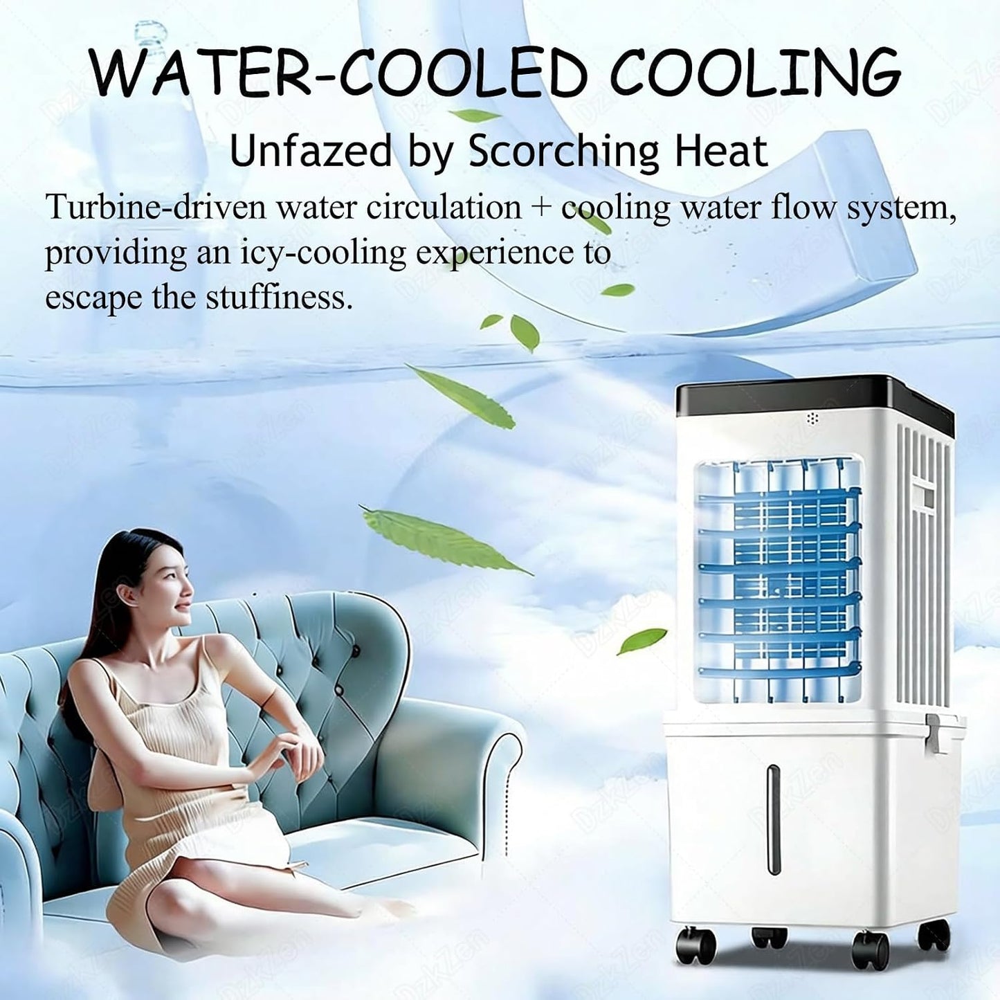 Ventilateur Climatiseur Portable 15 L, Ventilateur RafraîChisseur D'air Par éVaporation à 3 Vitesses, Peu Encombrant Et éConome En éNergie, Pour La Maison, Le Bureau Et La Chambre