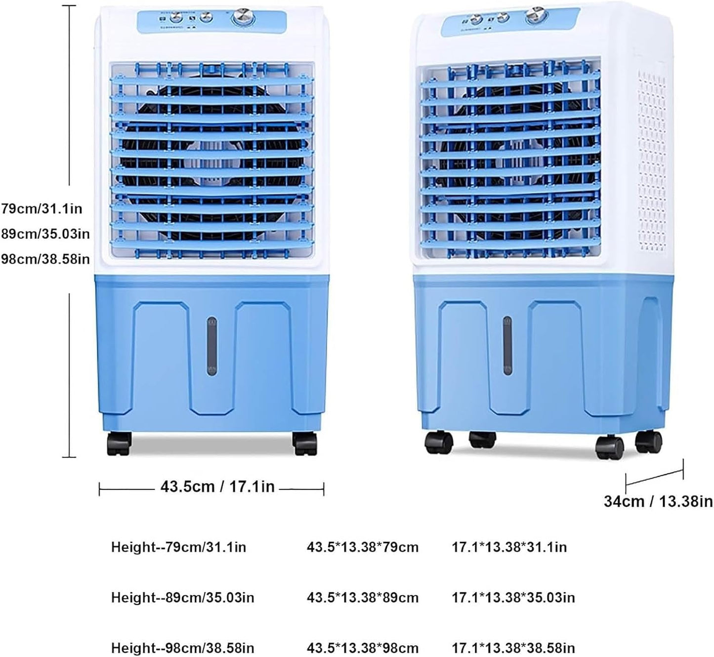 GENERIC Refroidisseur D'air évaporatif Portable, Refroidisseur De Marais Industriel Avec 3 Vitesses De Vent, Flux D'air Longue Portée Pour Usine, Entrepôt, Restaurant, Maison, Design Facile à Déplacer