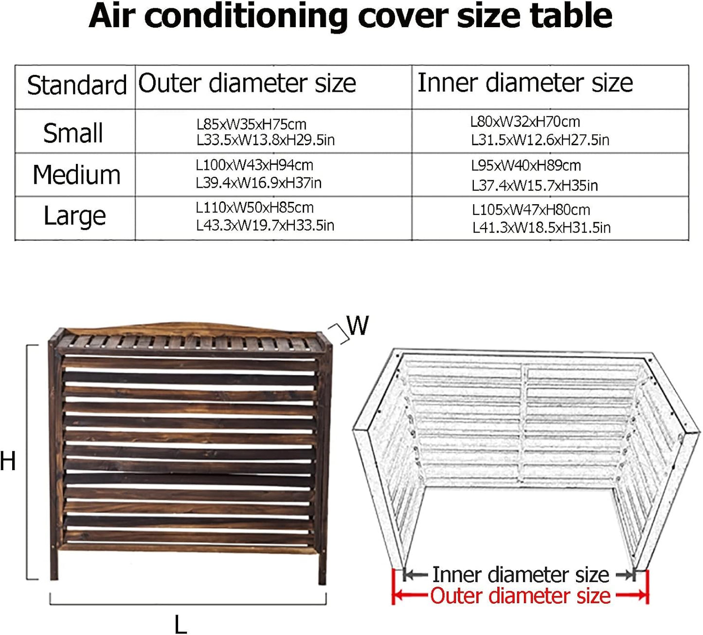 Housse De Protection Pour Climatiseur Extérieur En Bois Massif Pour Unités De Climatisation, écran Décoratif En Bois Et Support De Fleurs Résistant Aux Intempéries Pour Unité De Climatisation