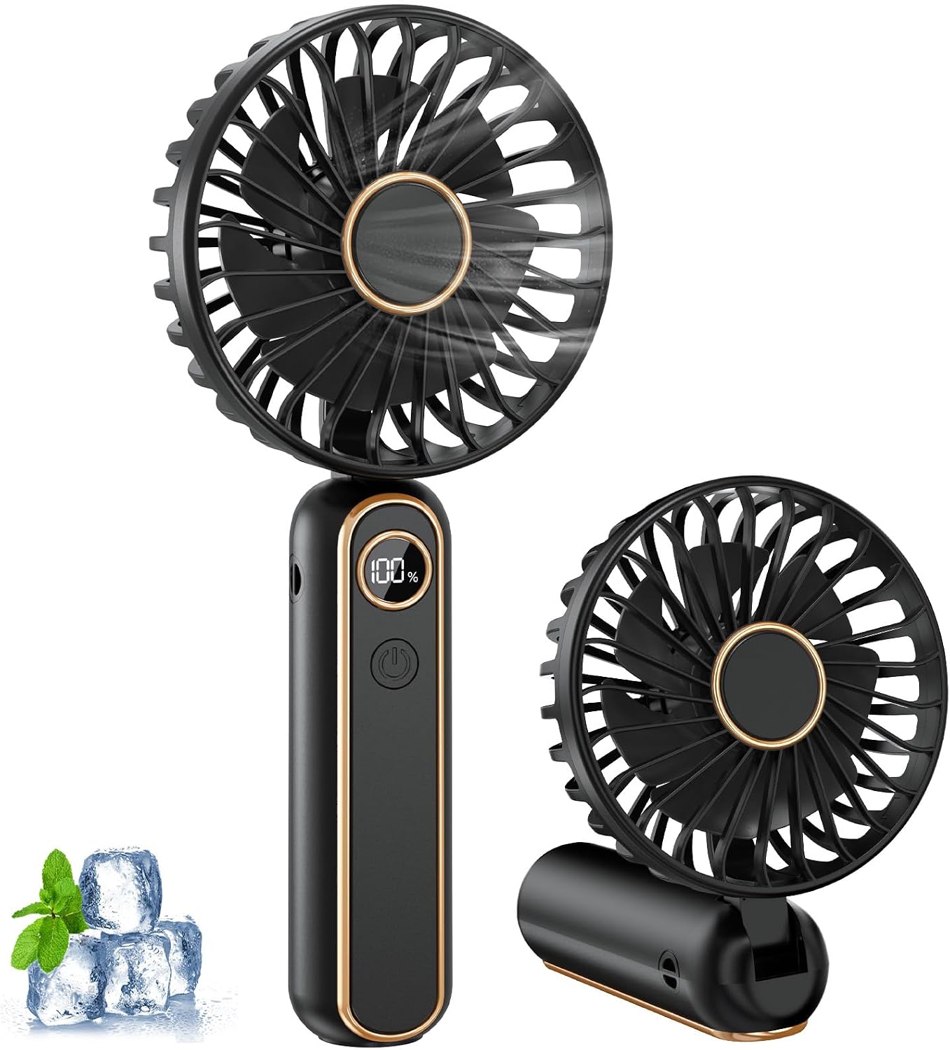 Mini Ventilateur Portable, 6 Vitesses Ventilateur Portable A Main USB Rechargeable, Affichage LCD, Silencieux, Petit Ventilateur De Poche Pliable Pour Voyage, Bureau, Maison, Extérieur