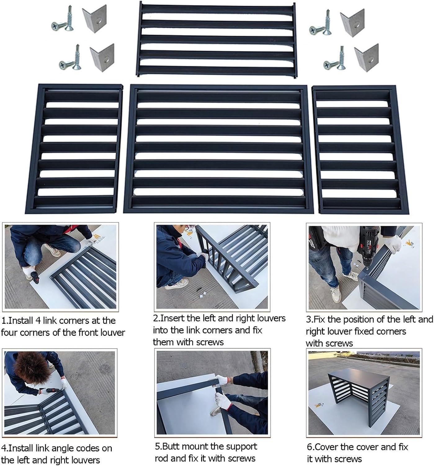 GENERIC Écran De Protection En Aluminium Pour Climatiseur Extérieur - Clôture élégante Pour Climatiseur - Protection Pour Pompe à Chaleur - Design Résistant Aux Intempéries