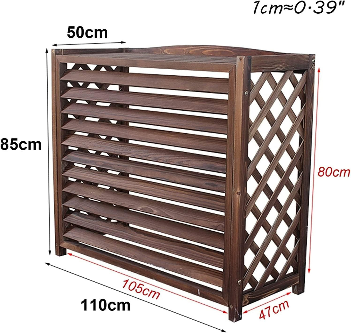 Climatiseur Extérieur Écran De Clôture Écran De Clôture De Climatisation En Bois Massif, Couvercle De Climatiseur En Bois For Unités Extérieures, Support D'usine D'étagère, Carbonisation/étanche (Siz