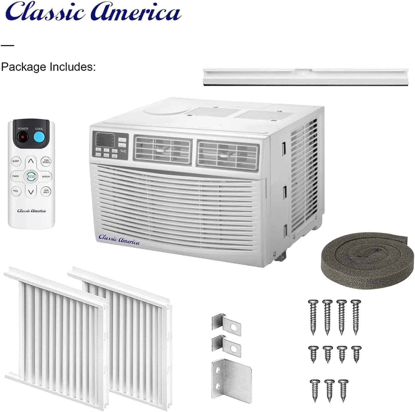 Classic America Climatiseurs Compatibles WiFi, Alexa Ready, économie D'énergie, Montés Sur Fenêtre (8000 BTU 12 CEER 120 VAC), Certification Energy Star, Blanc