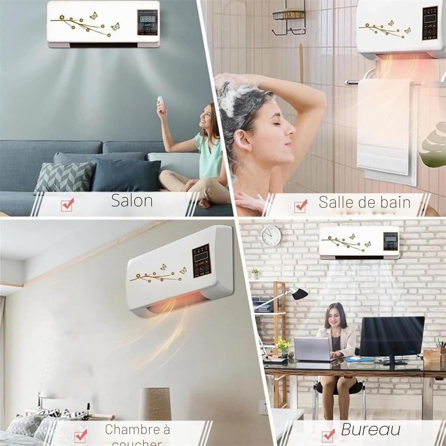 GENERIC Climatiseur, Unité De Refroidissement Et De Chauffage Portable à Fixation Murale, Pas D'installation Avec Télécommande, Idéal Pour Un Usage Domestique
