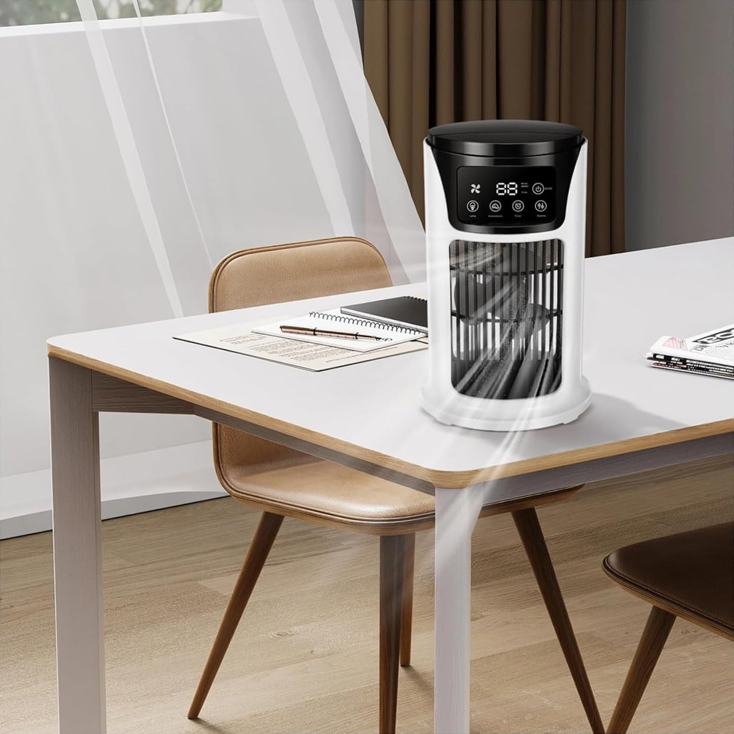 Climatiseur Portable Humidificateur D'air Ventilateur Lumière D'ambiance Refroidisseur USB Refroidisseur D'air Climatiseur, Fonction 3 En 1, Refroidisseur Essentiel De Bureau Domestique USB