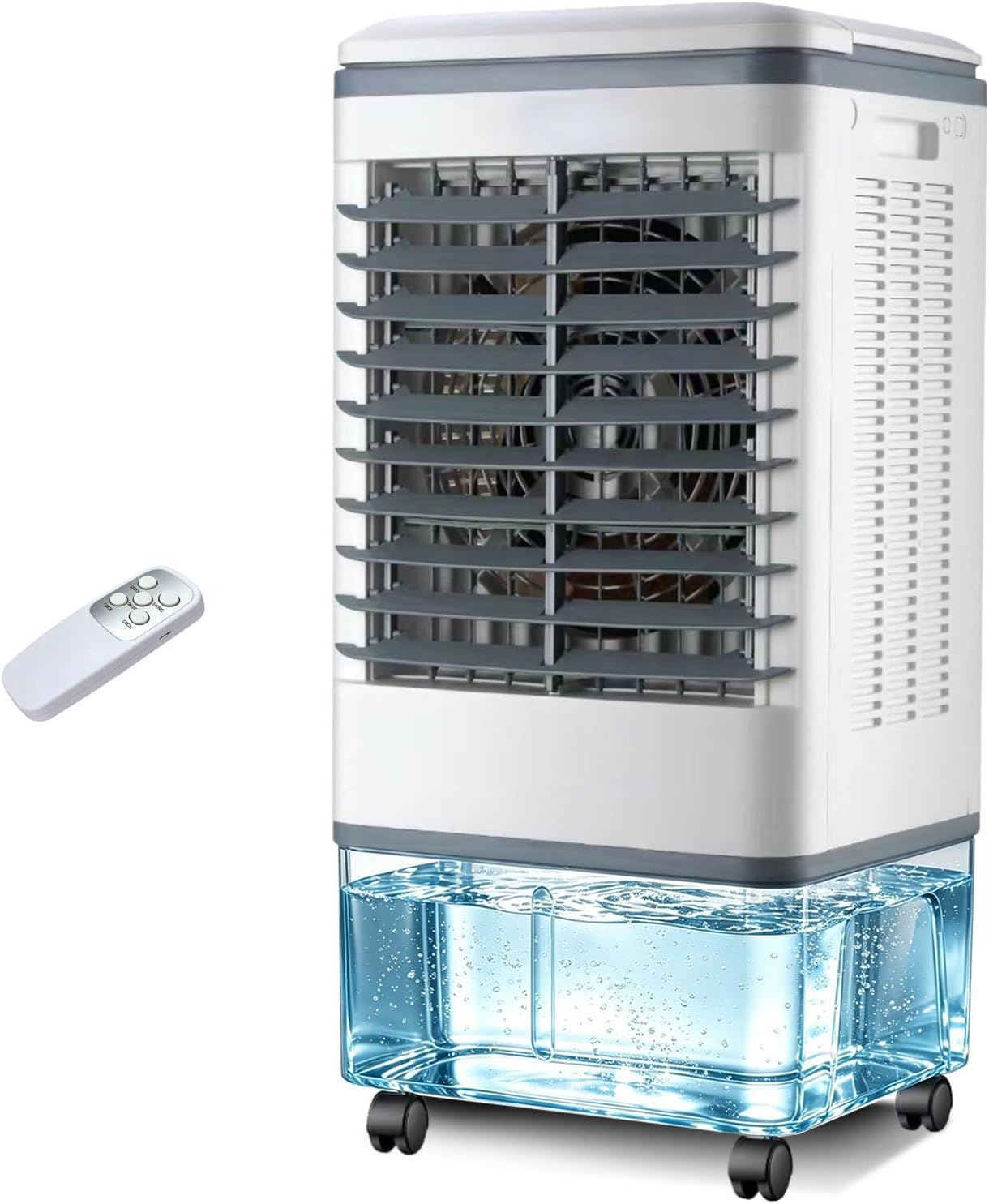 Refroidisseur D'air évaporatif Portable 40 L Avec Télécommande, Climatiseur Mobile Avec Minuterie 7,5 H, 3 Modes Et 3 Vitesses, Ventilateur Climatiseur Roulant Pour La Maison, Le Bureau Ou La Chambre,