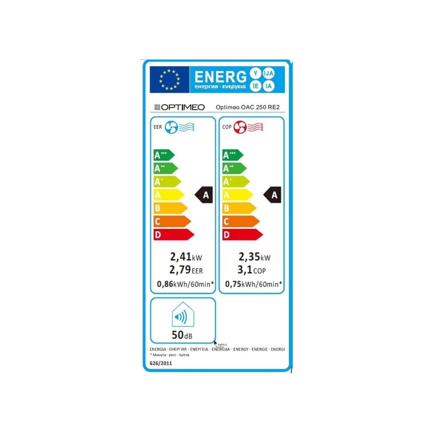 OAC-250-RE2 – Climatiseur Monobloc Fixe Réversible 9000 BTU