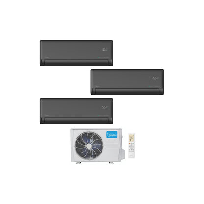  Ensemble Climatiseur Reversible Tri-split 2,6kw + 2,6kw + 2,6kw Mural Connecté Solstice Noir - Midea