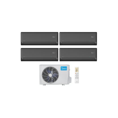  Ensemble Climatiseur Reversible Quari-split 2,6kw + 2,6kw + 2,6 Kw + 2,6kw Mural Connecté Solstice Noir - Midea