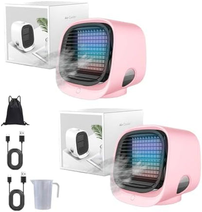 GENERIC Ventilateur De Refroidisseur D'air Portable Avec Réservoir D'eau Glacée, Refroidissement Par évaporation Rapide 90s, Humidificateur Silencieux à 4 Vitesses Pour Le Bureau De Chambre, Lumière De Nuit L