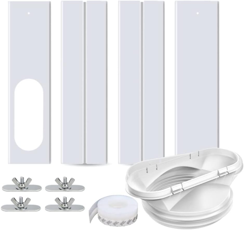  Kit De Fenêtre De Climatiseur Portable, 4 Panneaux Réglables, Joint De Fenêtre Coulissante, Kit De Ventilation AC Pour Unité AC Portable Avec Panneaux En PVC, (4 Pièces (10-43-140 Cm-130 Et