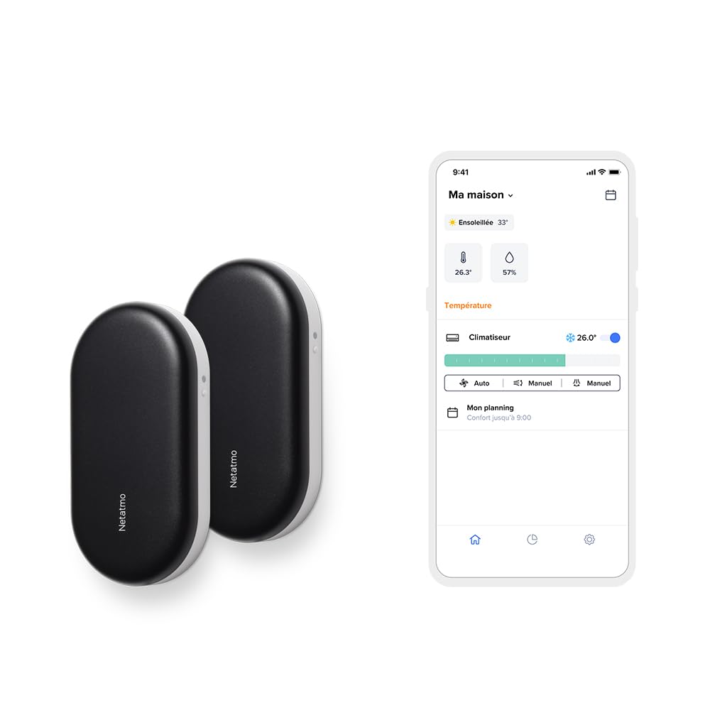  Netatmo Pack 2 Commandes Intelligentes De Climatiseur, Climatisation Connectée, Canicule, Compatible Avec Tous Les Clims Et Pompes à Chaleur, Economie D'énergie, Alexa, Google, Siri, NBU-2-NAC-EU