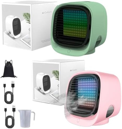GENERIC Ventilateur De Refroidisseur D'air Portable Avec Réservoir D'eau Glacée, Refroidissement Par évaporation Rapide 90s, Humidificateur Silencieux à 4 Vitesses Pour Le Bureau De Chambre, Lumière De Nuit L