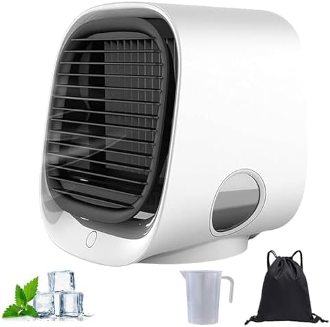 GENERIC Ventilateur De Refroidisseur D'air Portable Avec Réservoir D'eau Glacée, Refroidissement Par évaporation Rapide 90s, Humidificateur Silencieux à 4 Vitesses Pour Le Bureau De Chambre, Lumière De Nuit L
