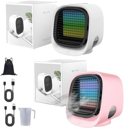 GENERIC Ventilateur De Refroidisseur D'air Portable Avec Réservoir D'eau Glacée, Refroidissement Par évaporation Rapide 90s, Humidificateur Silencieux à 4 Vitesses Pour Le Bureau De Chambre, Lumière De Nuit L