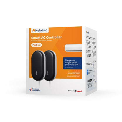  Netatmo Pack 2 Commandes Intelligentes De Climatiseur, Climatisation Connectée, Canicule, Compatible Avec Tous Les Clims Et Pompes à Chaleur, Economie D'énergie, Alexa, Google, Siri, NBU-2-NAC-EU