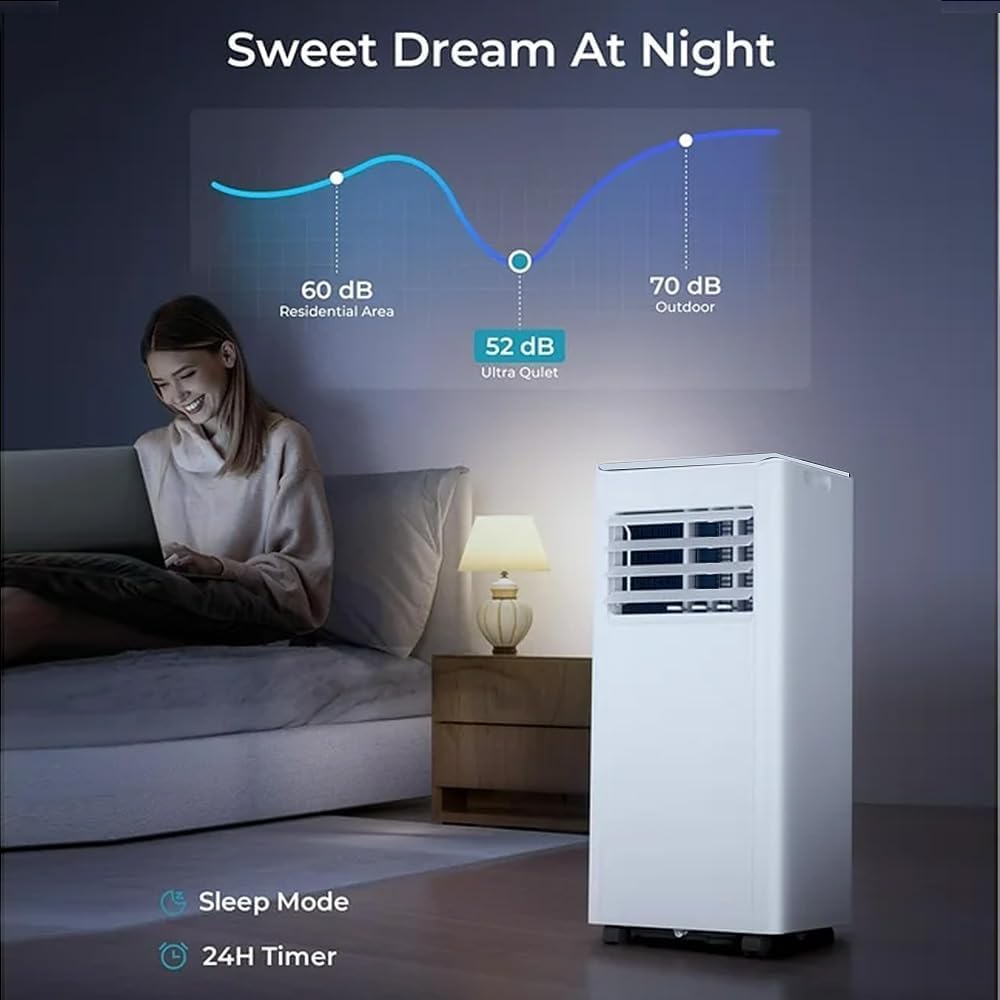  Climatiseur Portable 10 000 BTU Pour 450 Pieds Carrés, Unité AC 3 En 1 Avec Télécommande Et écran LED, Refroidissement Silencieux, Ventilateur, Déshumidificateur, Kit Fenêtre