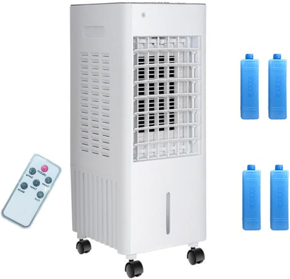  Rafraichisseur D’Air Mobile 4 En 1 Avec Télécommande, Climatiseur Mobile Sans Évacuation, Réservoir D’Eau 12L, Ioniseur Humidificateur Purificateur D'air, Minuterie 7.5H(Remote)