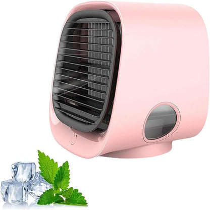  Mini Ventilateur De Climatisation Portable USB, 300 ML Mini Rafraichisseur D'air Avec 3 Vitesses & Veilleuse Colorée