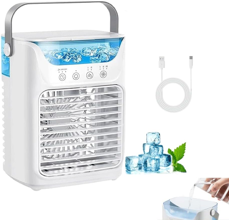  TundraFreeze Portable Ac Unit, TundraFreeze Air Conditioner, 4 En 1 Mini Climatiseur Mobile Avec 3 Vitesses, 2 Niveaux De Brume, 7 Couleurs LED De Nuit, 700ml Climatiseur Portable, Climatiseur Mobile