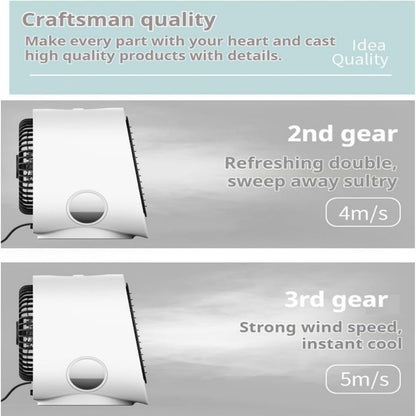 Mini Ventilateur De Climatisation Portable USB, 300 ML Mini Rafraichisseur D'air Avec 3 Vitesses & Veilleuse Colorée