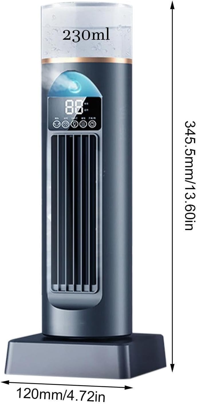 GENERIC Ventilateur Portable à Refroidissement Par Eau, Rafraîchisseur D'air Par évaporation Avec Télécommande Et Réservoir D'eau De 230 Ml, Silencieux, 6 Vitesses Et Minuterie 6 H, Ventilateur Tour White