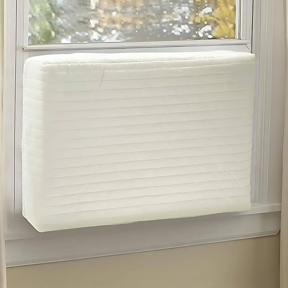  Housse De Fenêtre Pour Climatiseur Intérieur, Housse De Climatiseur Pour Unités Murales, De Climatiseur Couverture Pour Fenêtre Couvercle Poussière Facile à Installer ( 64 X 47 X 8,5 Cm, Beige)
