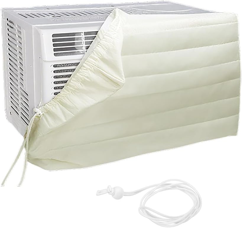  Housse De Fenêtre Pour Climatiseur Intérieur, Housse De Climatiseur Pour Unités Murales, De Climatiseur Couverture Pour Fenêtre Couvercle Poussière Facile à Installer (53,5 X 38,5 X 8,5cm,Beige)