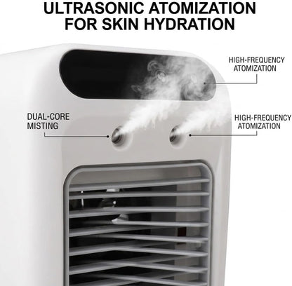  Mini-refroidisseur D'air Personnel Rechargeable Avec Fonction D'humidification Par Brumisation, Ventilateur Rafraîchisseur D'air Par évaporation Portable, Unité De Climatisation Compacte (2pcs)