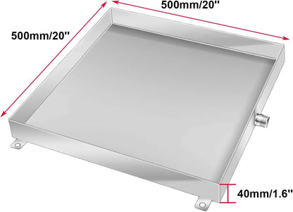  Bac Condensat Clim En Acier Inoxydable, 50 × 50 Cm, 60 X 60 Cm, Kit De Drainage De Climatiseur De Fenêtre, Bac De Récupération Du Climatiseur Avec Drain(500 X 500 Mm/20'' X 20'')