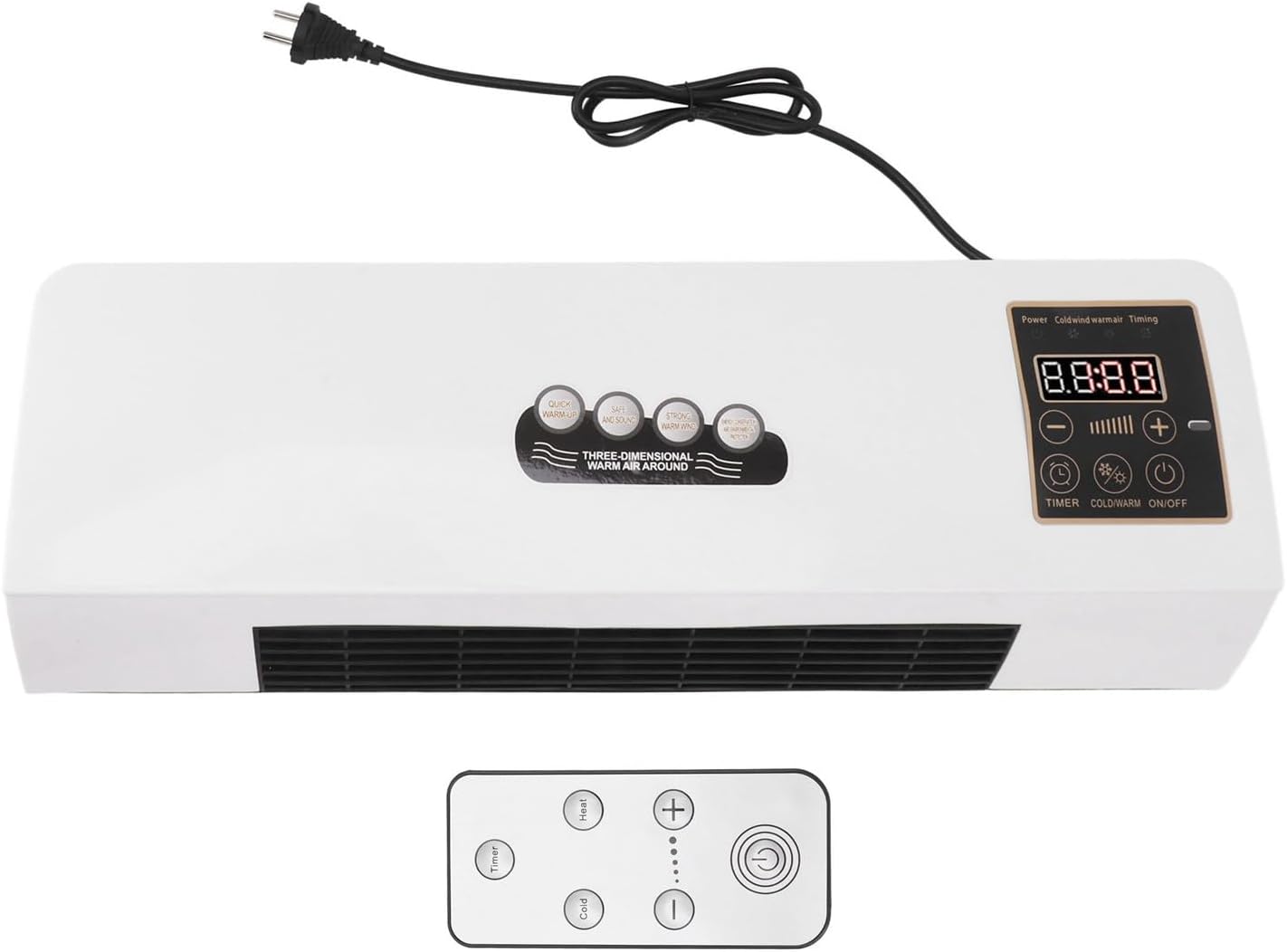  Chauffage De Climatiseur, Refroidisseur D'air Mural, 2000W Portable Petit Climatiseur Rideau D'air Intérieur Avec 8 Heures De Chronométrage Pour Salle De Bain Chambre à Coucher