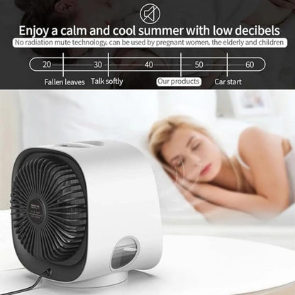  Mini Ventilateur De Climatisation Portable USB, 300 ML Mini Rafraichisseur D'air Avec 3 Vitesses & Veilleuse Colorée