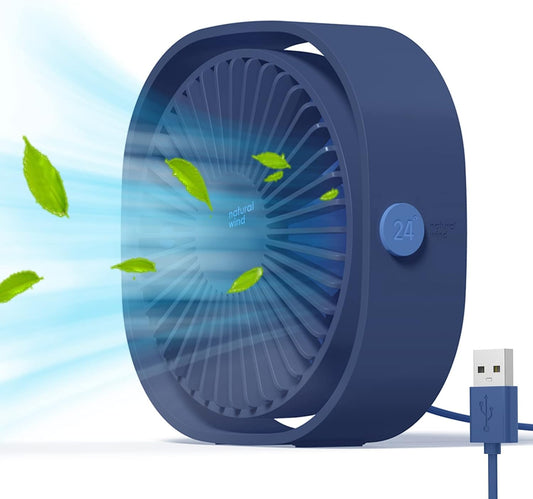  Simpeak Ventilateur USB Mini Ventilateur Portable Silencieux Ventilateur Bureau 3 Vitesses Réglable Alimenté Par USB, Pour Le Maison Et Bureau (Bleu)