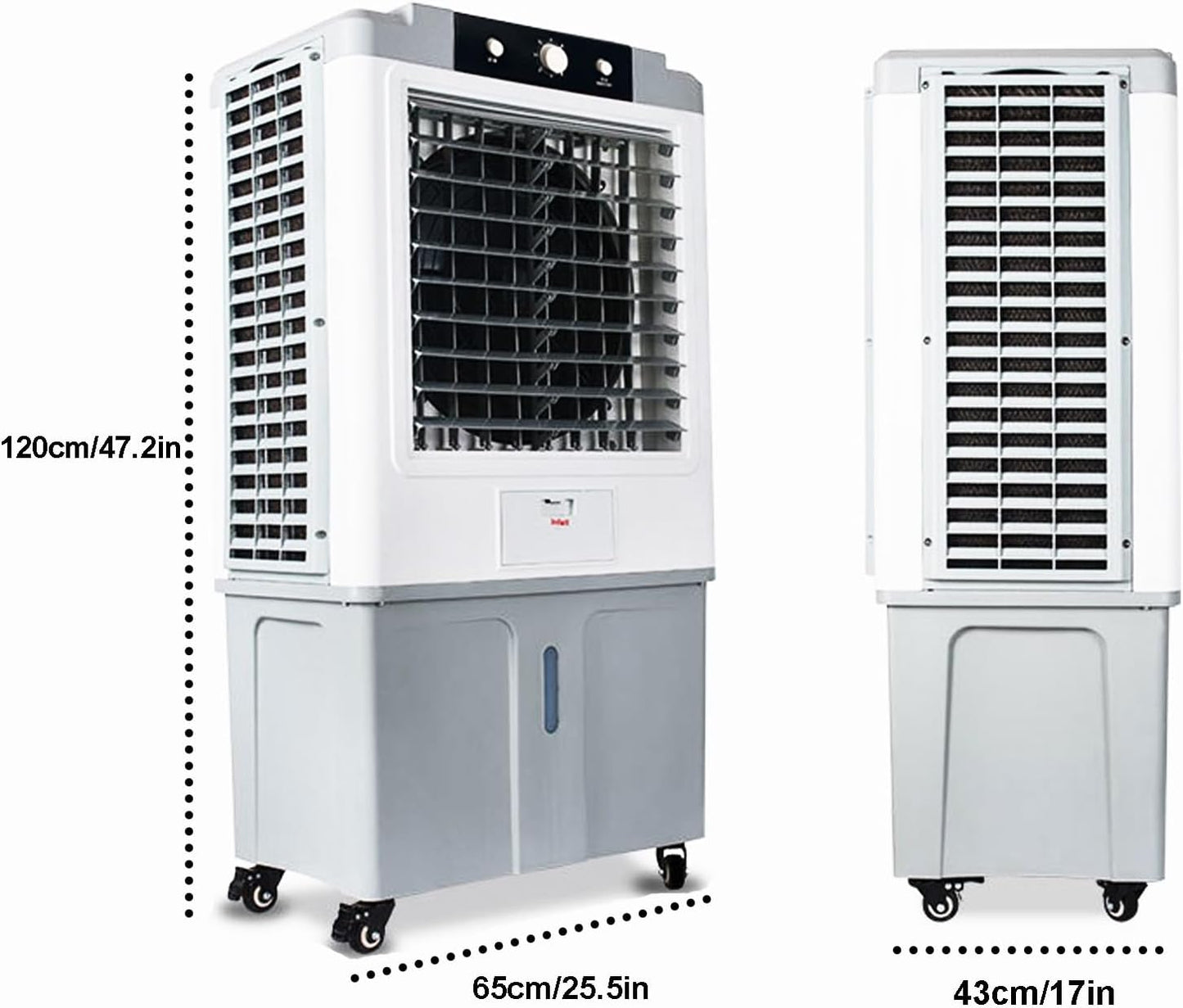 GENERIC Refroidisseur D'air Portable 70L Avec Rideaux De Glace, Refroidisseur D'évaporation 3-en-1 Et Humidiificateur Pour L'intérieur Extérieur, Unité De Refroidissement Pitoyable Et Tranquille Sur Les Roues
