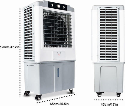GENERIC Refroidisseur D'air Portable 70L Avec Rideaux De Glace, Refroidisseur D'évaporation 3-en-1 Et Humidiificateur Pour L'intérieur Extérieur, Unité De Refroidissement Pitoyable Et Tranquille Sur Les Roues