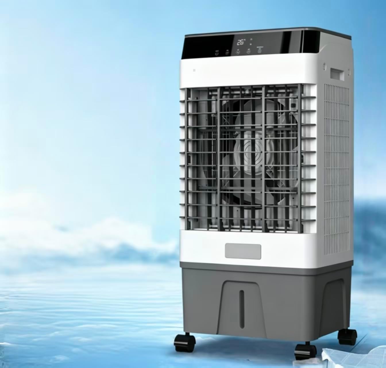 GENERIC Refroidisseur D'air Par évaporation Avec Télécommande, Ventilateur à 3 Vitesses, Humidificateur, Affichage LED, Minuterie 12 H, 4 Blocs De Glace, AC Portable Pour Chambre à Coucher Et Maison