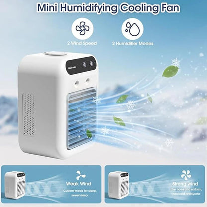  Ventilateur Rafraîchisseur D'air Portable 3 En 1 Rechargeable, Mini Climatiseur Silencieux Pour Bureau, Rafraîchisseur D'air évaporatif Personnel Alimenté Par USB (A)