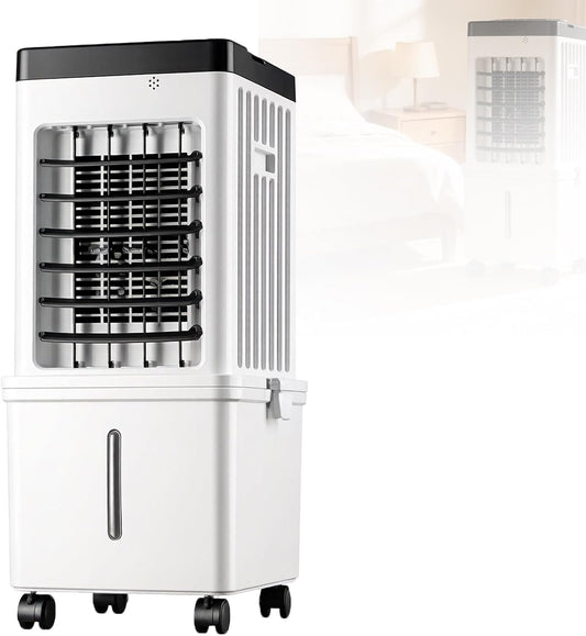  Ventilateur Climatiseur Portable 15 L, Ventilateur RafraîChisseur D'air Par éVaporation à 3 Vitesses, Peu Encombrant Et éConome En éNergie, Pour La Maison, Le Bureau Et La Chambre