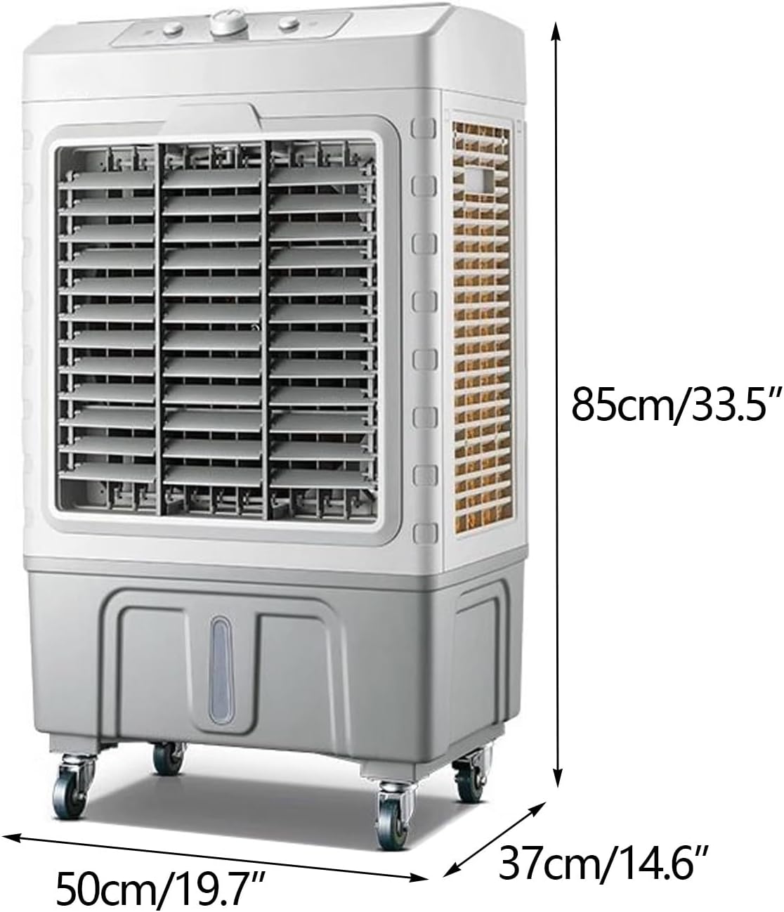 GENERIC Refroidisseur D'air évaporatif Portable, Réservoir De 50L, Oscillation 120 °, 3 Vitesses, Conception à Roues Silencieuses Pour La Chambre à Coucher, Bureau, Garage, Ventilateur De Refroidissement Inté