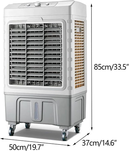 GENERIC Refroidisseur D'air évaporatif Portable, Réservoir De 50L, Oscillation 120 °, 3 Vitesses, Conception à Roues Silencieuses Pour La Chambre à Coucher, Bureau, Garage, Ventilateur De Refroidissement Inté
