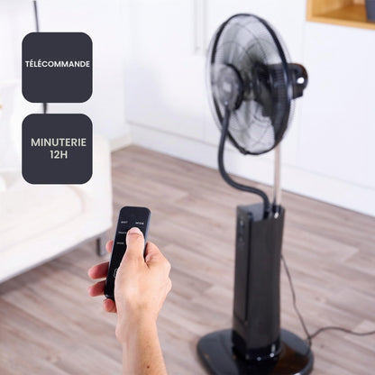 Black & Decker BLACK+DECKER - Ventilateur Sur Pied BXMF75E + 75W | 3 Vitesses | Écran Digital | Oscillant | Télécommande | Brumisateur