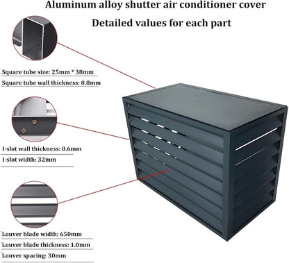 GENERIC Housse De Climatiseur En Aluminium Et écran De Clôture D'intimité | Grille De Condensateur Extérieur | Boîtier De Protection Pour Pompe à Chaleur Et Climatisation | Poubelle élégante